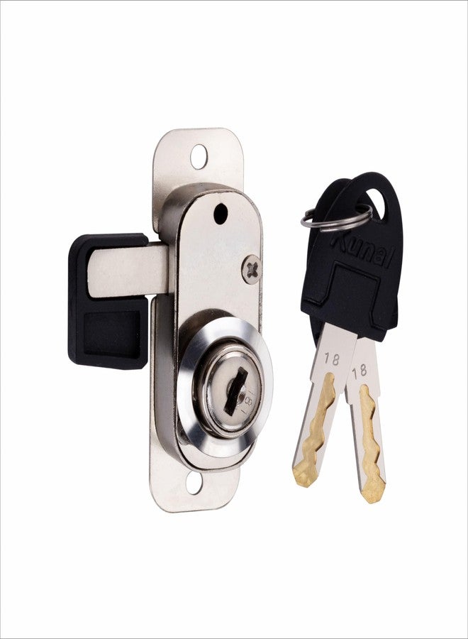 Kunal قفل كونال للأثاث | قفل خزانة متعدد الاستخدامات | مفتاحان | للخزائن والأدراج والدواليب والأثاث الخشبي | لون فضي | مناسب للألواح حتى سمك 25 مم | ضمان 6 أشهر - Image 1